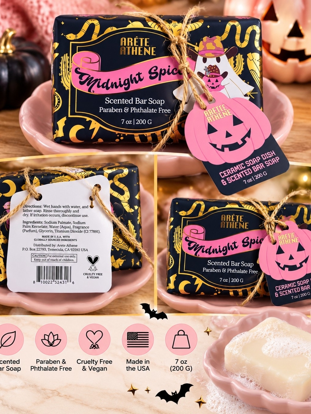 Midnight Spice Scented Bar Soap – Black & Pink